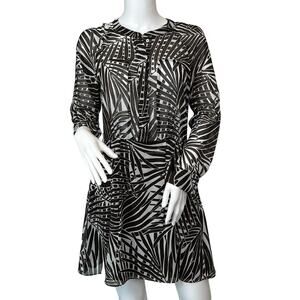 Women's Zara Basic Palm Leaf Long Sleeve Dress